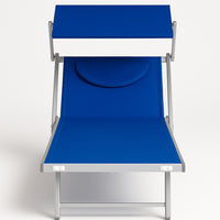 Lettino Sdraio Reclinabile per Mare Piscina e Giardino Total Blu con Parasole