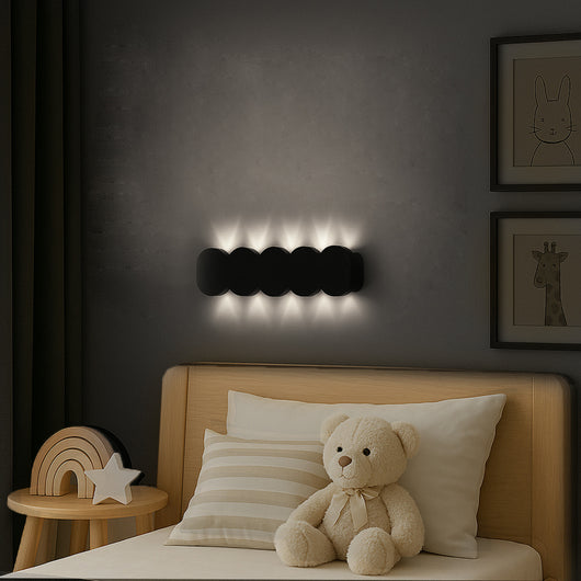 Applique da Muro LED 10Luci Bianco Freddo Esterno Interno Alluminio 26x8x3 cm Nero