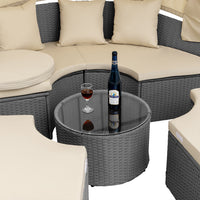 Letto Isola in Rattan Grigio Modulabile Salotto Esterni Giardino Tetto Parasole