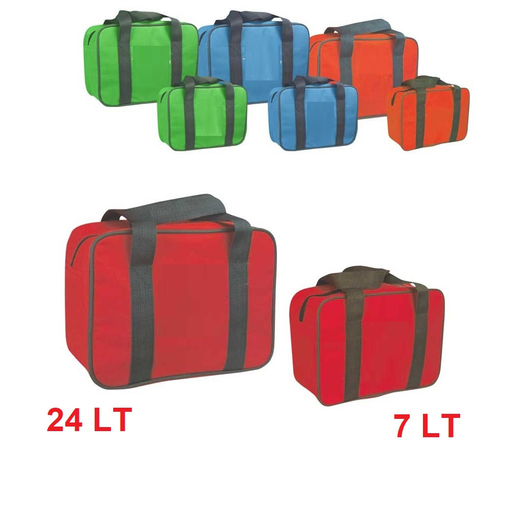 2Borse Termiche 24LT e 7LT con 2 Mattonelle Ghiaccio 400ml colore Verde