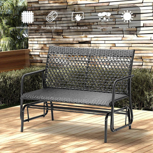 Panchina a Dondolo in Rattan Sedia 2 Posti Esterno Divanetto Giardino Ergonomico