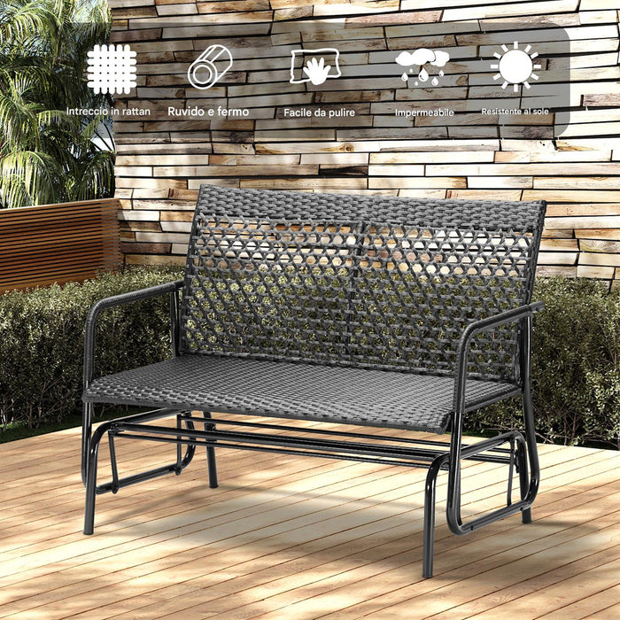 Panchina a Dondolo in Rattan Sedia 2 Posti Esterno Divanetto Giardino Ergonomico