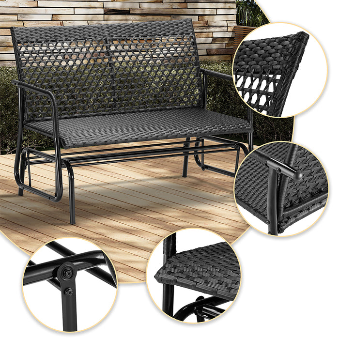 Panchina a Dondolo in Rattan Sedia 2 Posti Esterno Divanetto Giardino Ergonomico