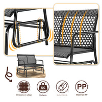 Panchina a Dondolo in Rattan Sedia 2 Posti Esterno Divanetto Giardino Ergonomico