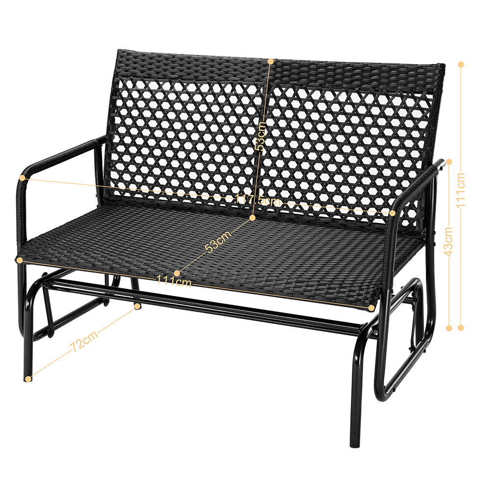 Panchina a Dondolo in Rattan Sedia 2 Posti Esterno Divanetto Giardino Ergonomico