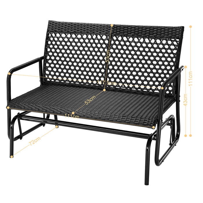 Panchina a Dondolo in Rattan Sedia 2 Posti Esterno Divanetto Giardino Ergonomico