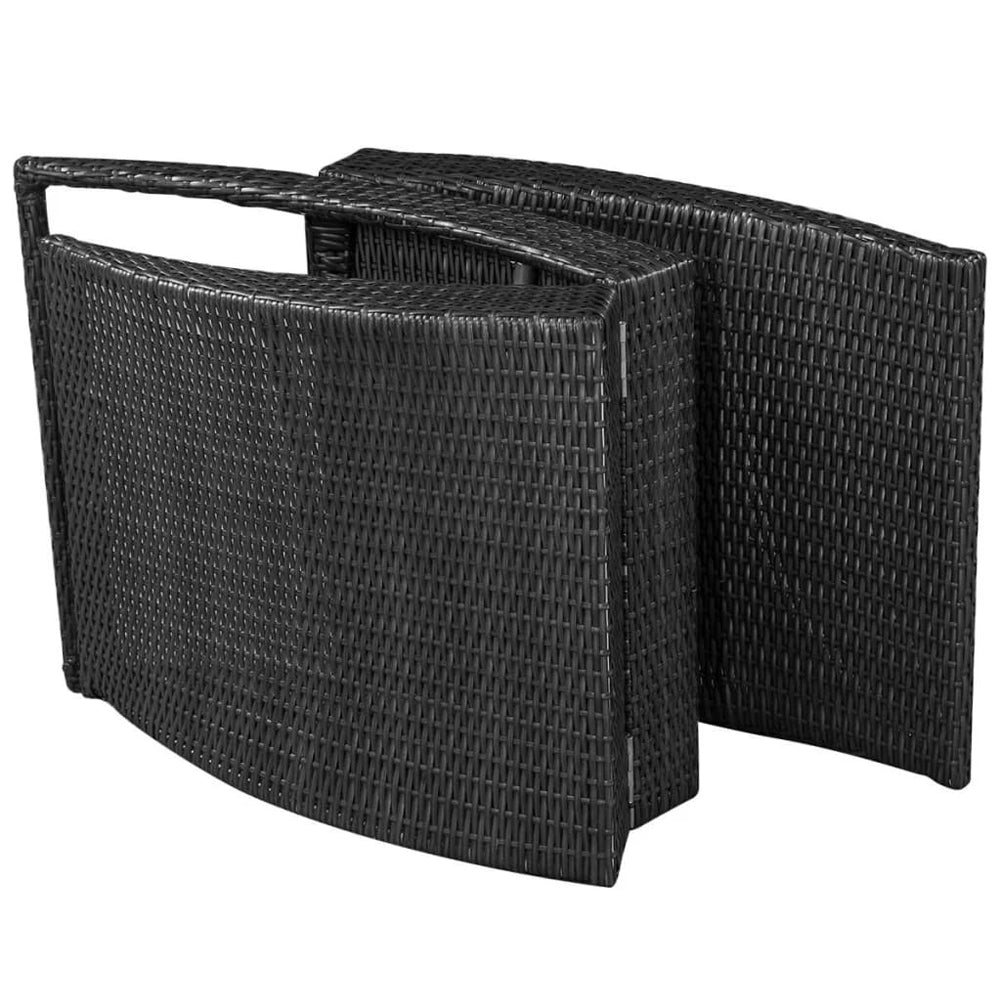 Lettino a Sdraio Nero Pieghevole Salvaspazio con Cucino da Esterno Giardino