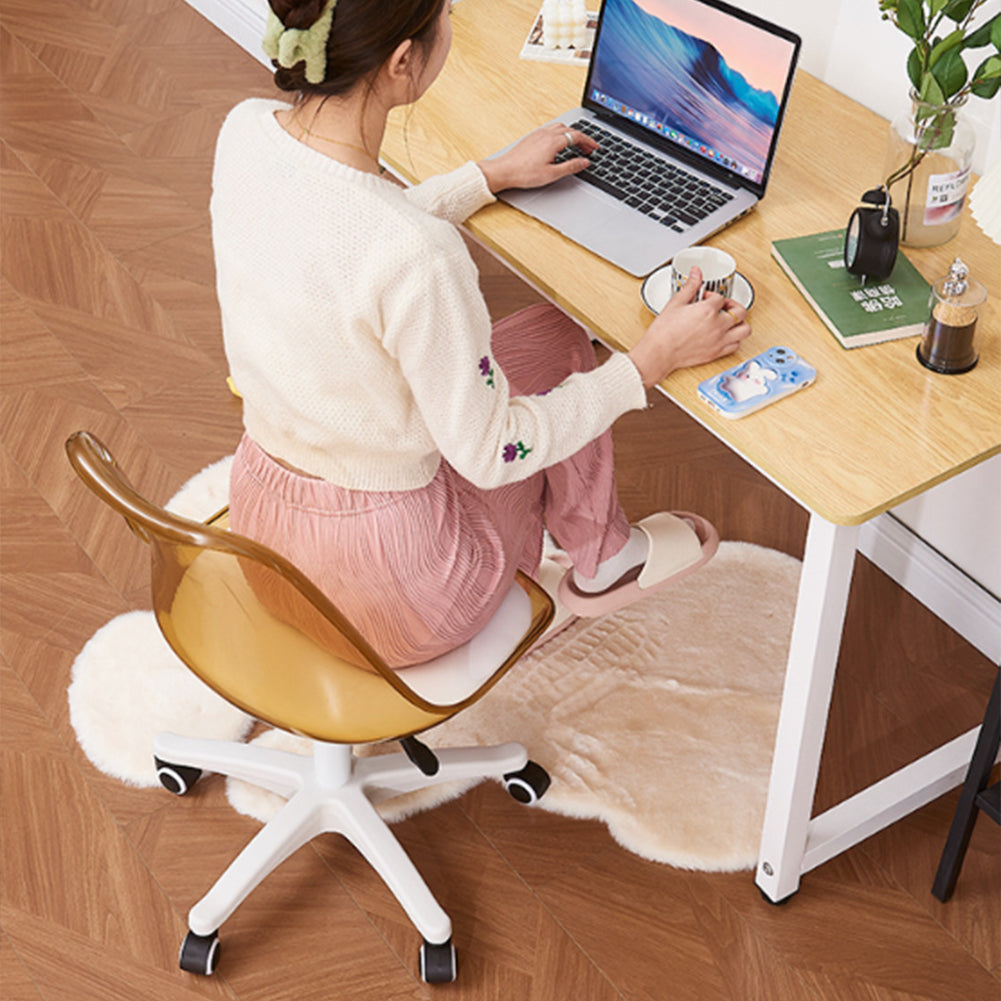 Sedia da Scrivania con ruote e Schienale trasparente Bronzo Poltrona da Ufficio