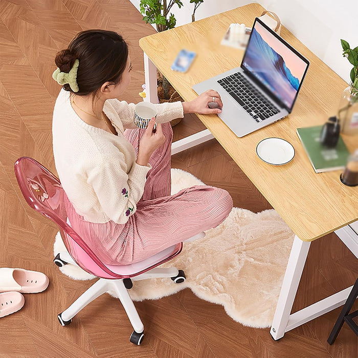 Sedia da Scrivania con ruote e Schienale trasparente Rosa Poltrona da Ufficio