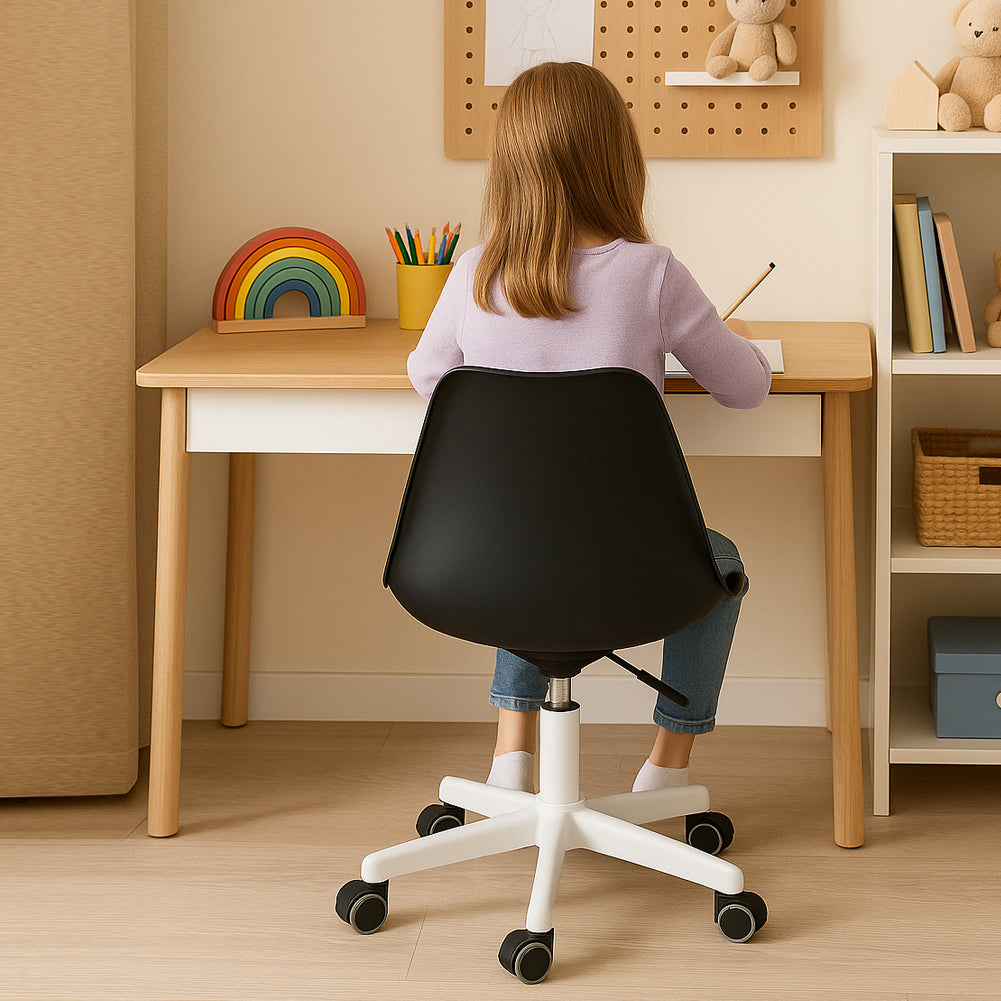 Sedia da Ufficio Full Nero Poltrona da Studio e Casa Ergonomica con Ruote