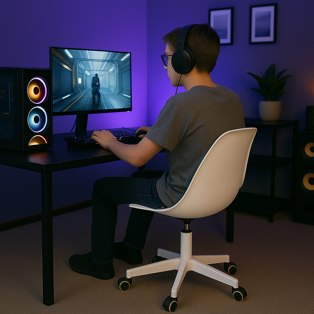 Sedia da Ufficio Full Bianco Poltrona da Studio e Casa Ergonomica con Ruote