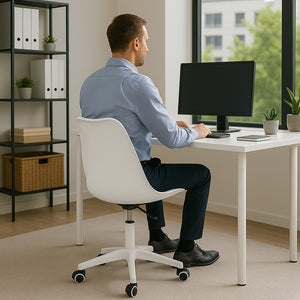 Sedia da Ufficio Full Bianco Poltrona da Studio e Casa Ergonomica con Ruote