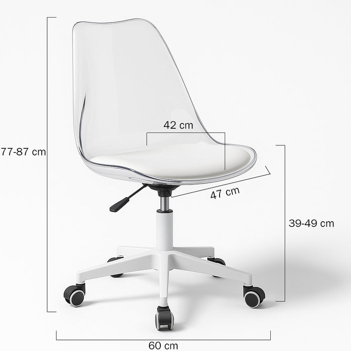 Sedia da Scrivania Trasparente Poltrona Ufficio e Cameretta Schienale Ergonomico