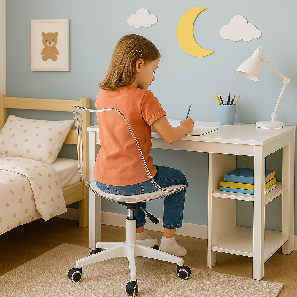 Sedia da Scrivania Trasparente Poltrona Ufficio e Cameretta Schienale Ergonomico