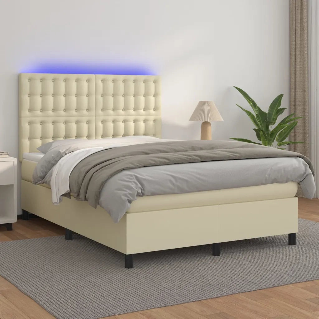 Giroletto a Molle con Materasso e LED Crema 140x200 cm cod mxl 59407