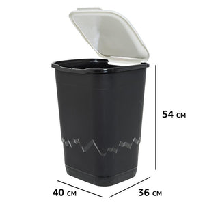 SET 3 PATTUMIERE DA 50 LT PER LA RACCOLTA DEI RIFIUTI CARTA, PLASTICA E VETRO 36 X 40 X 54H CM