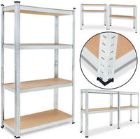 SCAFFALE IN MDF ZINCATO 4 RIPIANI 75 X 30 X H150 CM PORTATA MASSIMA 400 KG ADATTO COME MOBILE PORTA OGGETTI O SCAFFALE