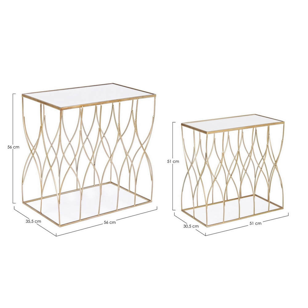 Tavolino da Salotto in Ottone con Specchio Moderno Rettangolare Eleonor Formato: Piccolo