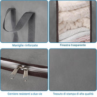 Set 4 Sacchetti Contenitori Extra Large 120L Manici Rinforzati Organizer Casa