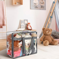 Set 4 Sacchetti Trasparenti in PVC 45x38x23 cm con Cerniere e Manici Rinforzati