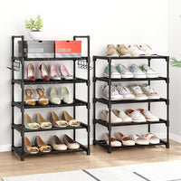 Scarpiera a 10 Ripiani Modulabile Nera Organizer per Scarpe Capacità 24 Paia