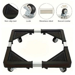 Base Supporto Regolabile per Lavatrice Lavastoviglie Elettrodomestici 4 Ruote