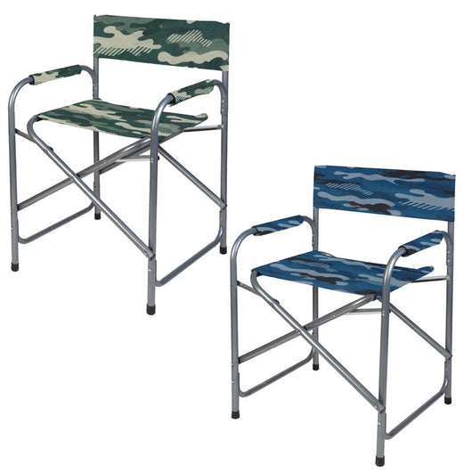 SEDIA REGISTA IN METALLO A FANTASIA MILITARE 55X50X80 CM RICHIUDIBILE IN TESSUTO TEXILENE TUBO 24 MM ASSORTITA