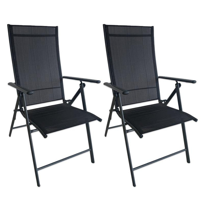 SET 2 SEDIE PIEGHEVOLI ANTIBES 7 POSIZIONI STRUTTURA IN ACCIAIO SEDUTA IN TEXTILENE COLORE NERO 57X68X105 CM