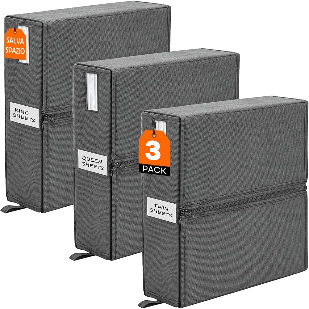 Set 3 Organizer Pieghevoli da Armadio 33x33x10 cm Contenitori Salvaspazio