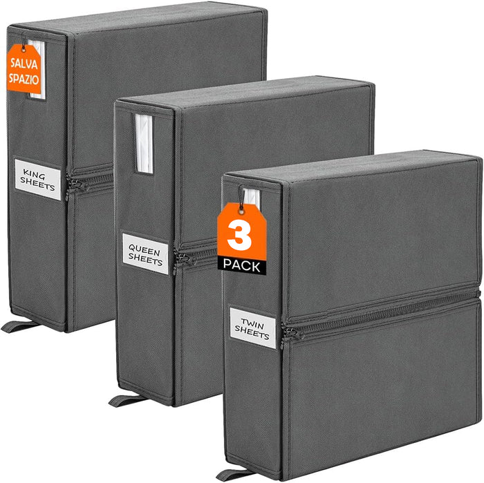 Set 3 Organizer Pieghevoli da Armadio 33x33x10 cm Contenitori Salvaspazio