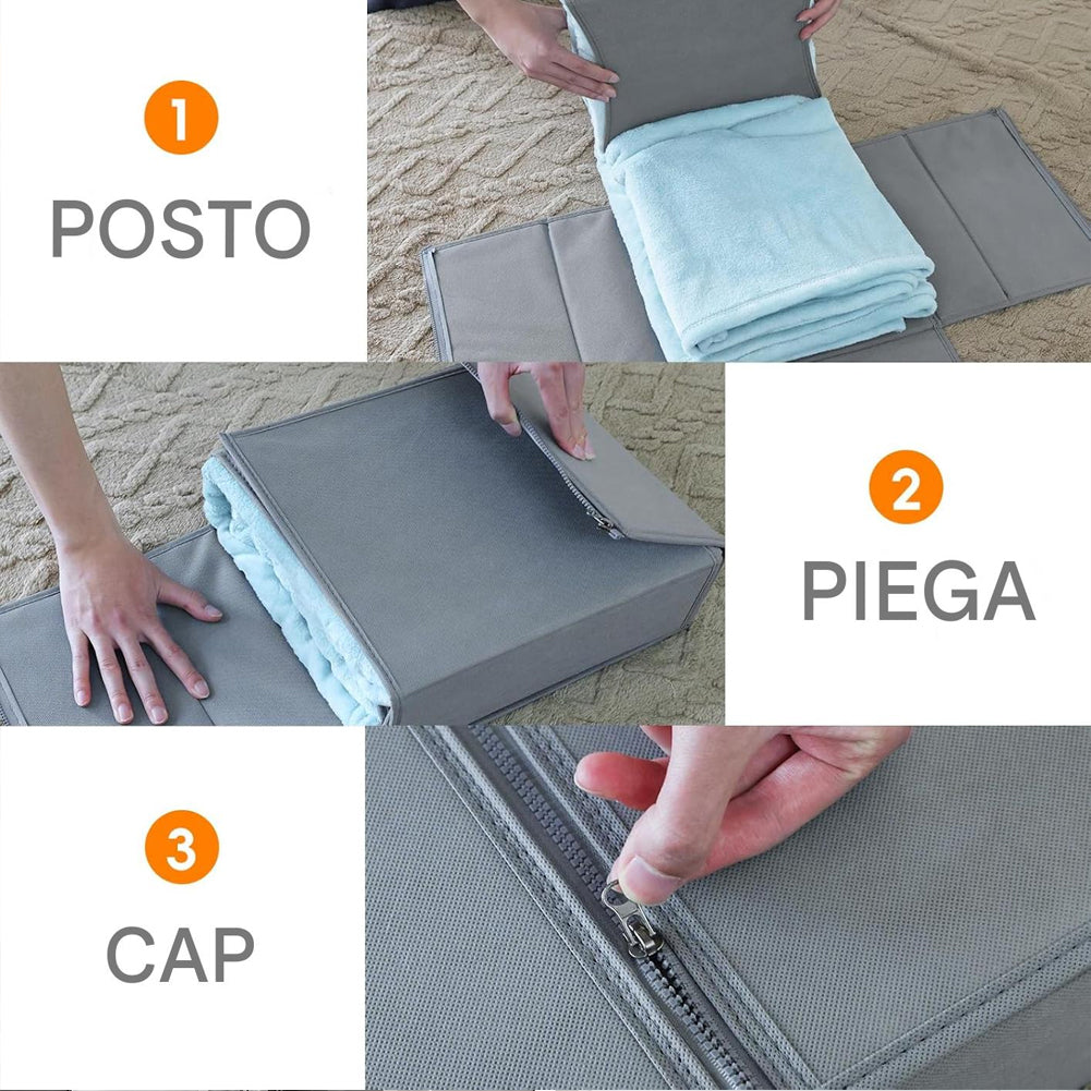 Set 3 Organizer Pieghevoli da Armadio 33x33x10 cm Contenitori Salvaspazio