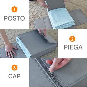 Set 3 Organizer Pieghevoli da Armadio 33x33x10 cm Contenitori Salvaspazio