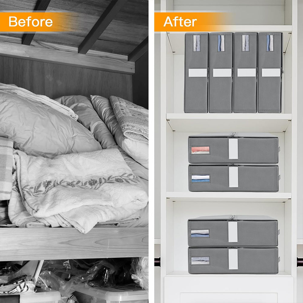 Set 3 Organizer Pieghevoli da Armadio 33x33x10 cm Contenitori Salvaspazio