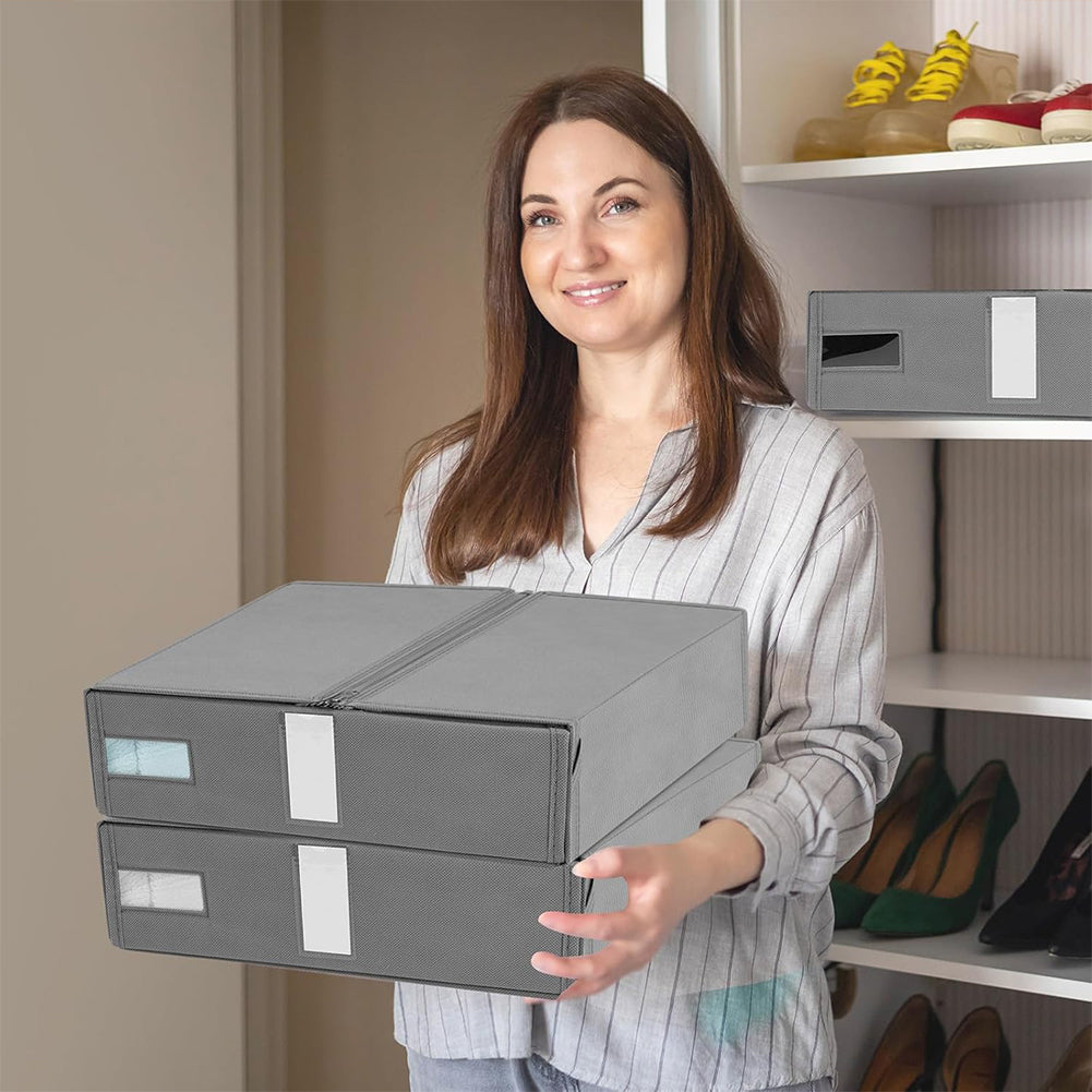 Set 3 Organizer Pieghevoli da Armadio 33x33x10 cm Contenitori Salvaspazio