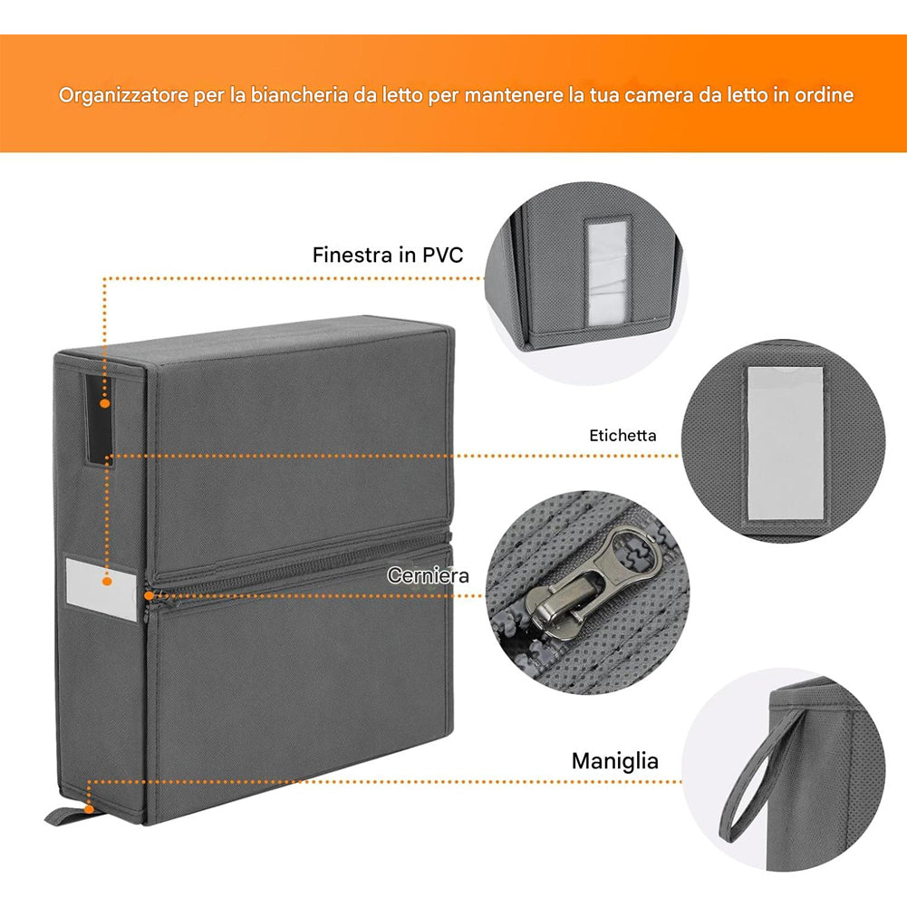 Set 3 Organizer Pieghevoli da Armadio 33x33x10 cm Contenitori Salvaspazio