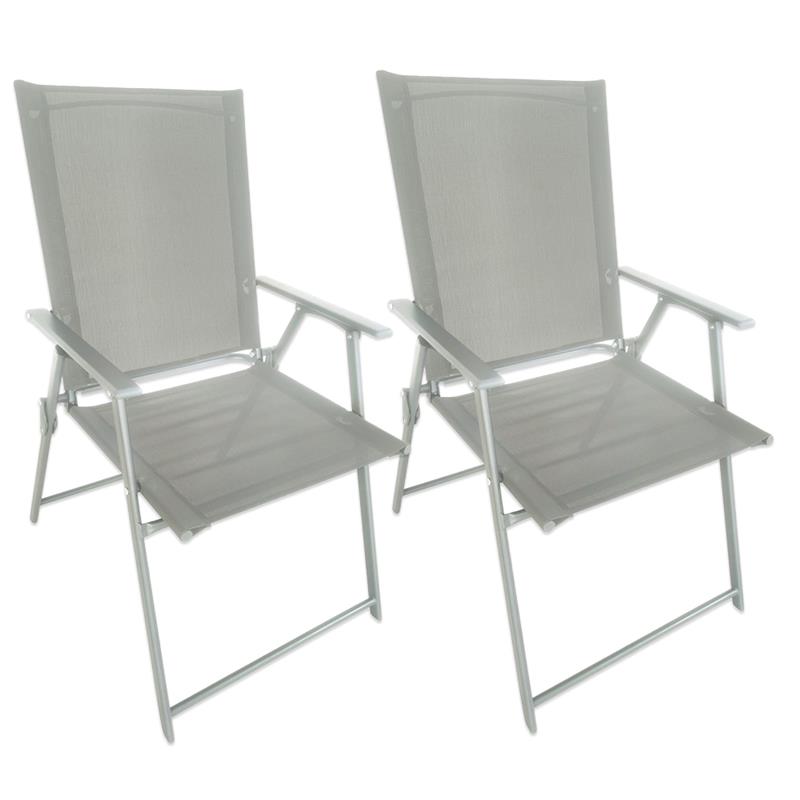 SET 2 SEDIE PIEGHEVOLI MALIBÙ STRUTTURA IN ACCIAIO SEDUTA IN TEXTILENE COLORE ECRU 57X66X96 CM