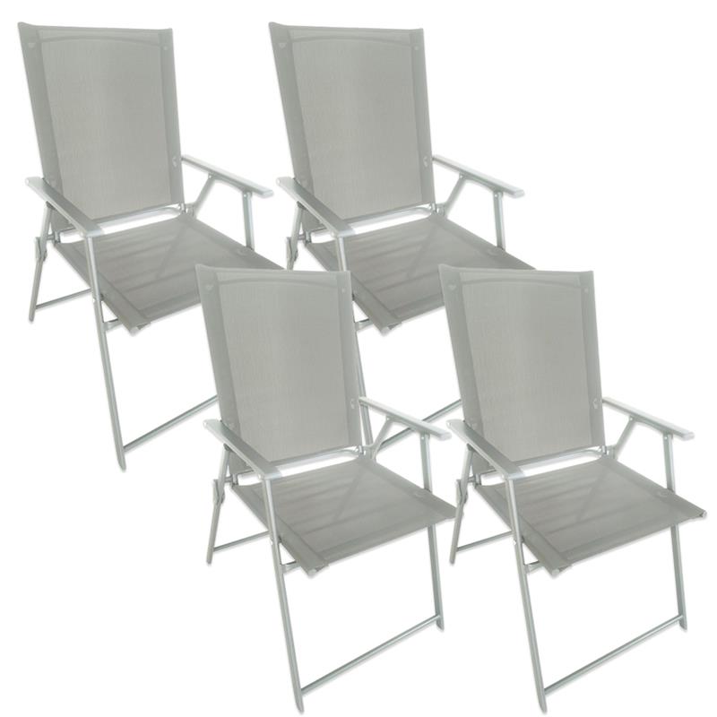 SET 4 SEDIE PIEGHEVOLI MALIBÙ STRUTTURA IN ACCIAIO SEDUTA IN TEXTILENE COLORE ECRU 57X66X96 CM