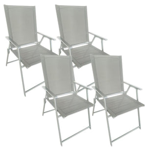 SET 4 SEDIE PIEGHEVOLI MALIBÙ STRUTTURA IN ACCIAIO SEDUTA IN TEXTILENE COLORE ECRU 57X66X96 CM