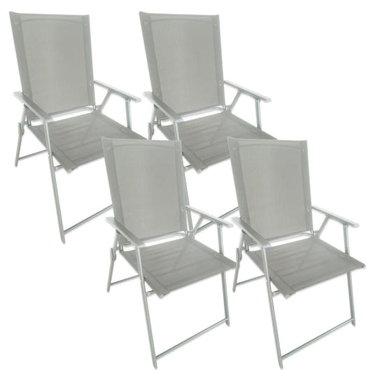 SET 4 SEDIE PIEGHEVOLI MALIBÙ STRUTTURA IN ACCIAIO SEDUTA IN TEXTILENE COLORE ECRU 57X66X96 CM