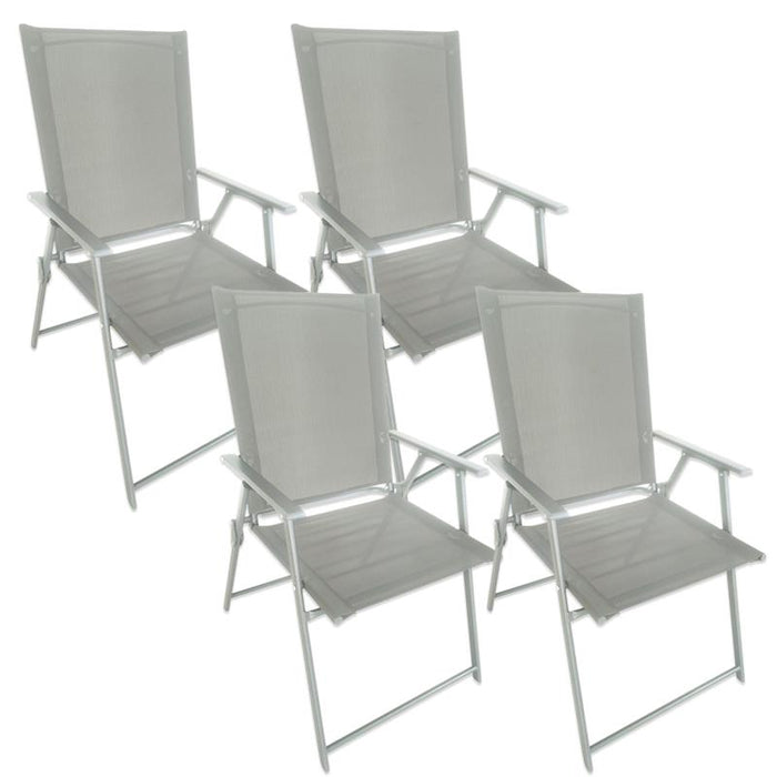 SET 4 SEDIE PIEGHEVOLI MALIBÙ STRUTTURA IN ACCIAIO SEDUTA IN TEXTILENE COLORE ECRU 57X66X96 CM