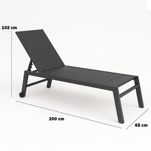 Lettino Prendisole Lounge con Ruote Sdraio da Giardino Antracite Resistente UV
