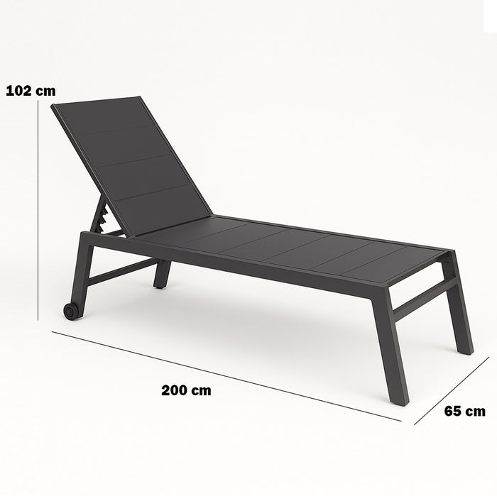 Lettino Prendisole Lounge con Ruote Sdraio da Giardino Antracite Resistente UV