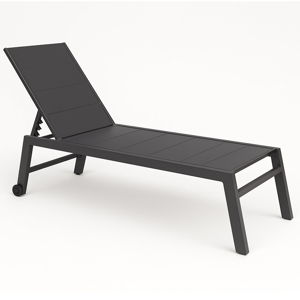 Lettino Prendisole Lounge con Ruote Sdraio da Giardino Antracite Resistente UV