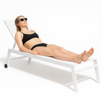 Lettino Prendisole Lounge con Ruote Sdraio da Giardino Bianco Resistente agli UV