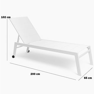 Lettino Prendisole Lounge con Ruote Sdraio da Giardino Bianco Resistente agli UV