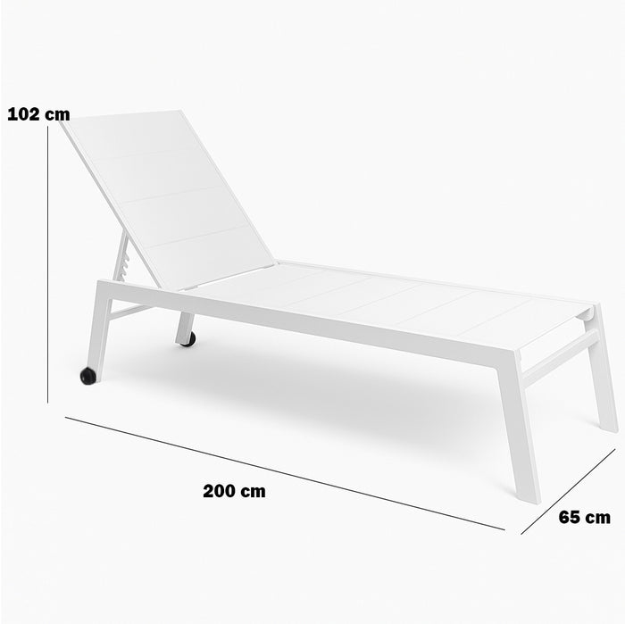 Lettino Prendisole Lounge con Ruote Sdraio da Giardino Bianco Resistente agli UV