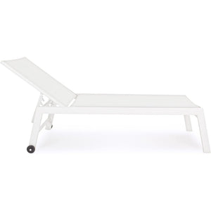 Lettino Prendisole Lounge con Ruote Sdraio da Giardino Bianco Resistente agli UV
