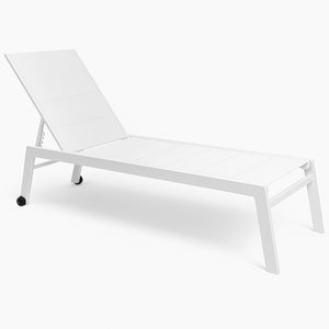 Lettino Prendisole Lounge con Ruote Sdraio da Giardino Bianco Resistente agli UV