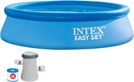 INTEX 28122NP – PISCINA FUORI TERRA EASY SET ROTONDA, POMPA FILTRO 1250 L/H, 3853 L, PVC, AZZURRO, 305X76 CM