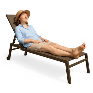 Lettino Prendisole Lounge con Ruote Sdraio da Giardino Tortora Resistente UV